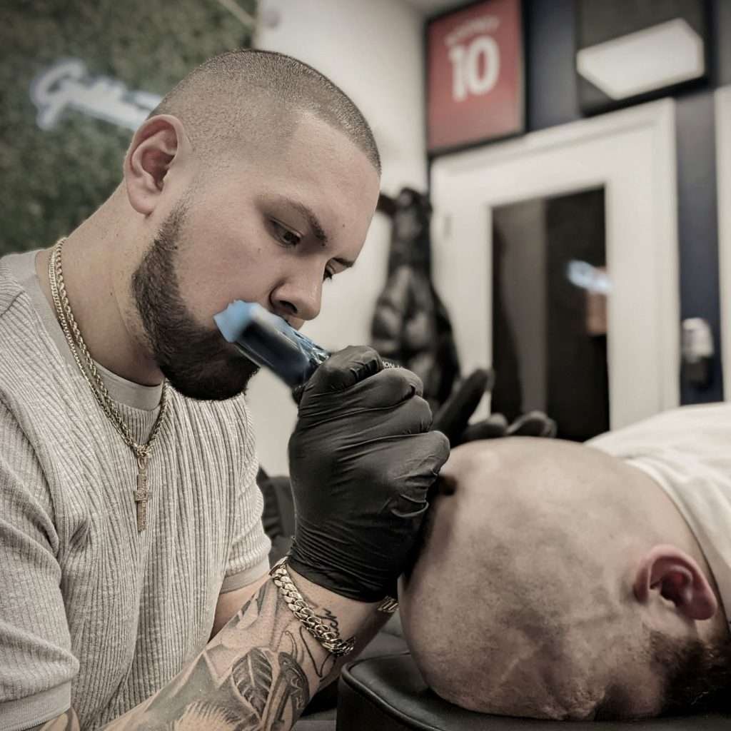 scalp micropigmentation procedure on man